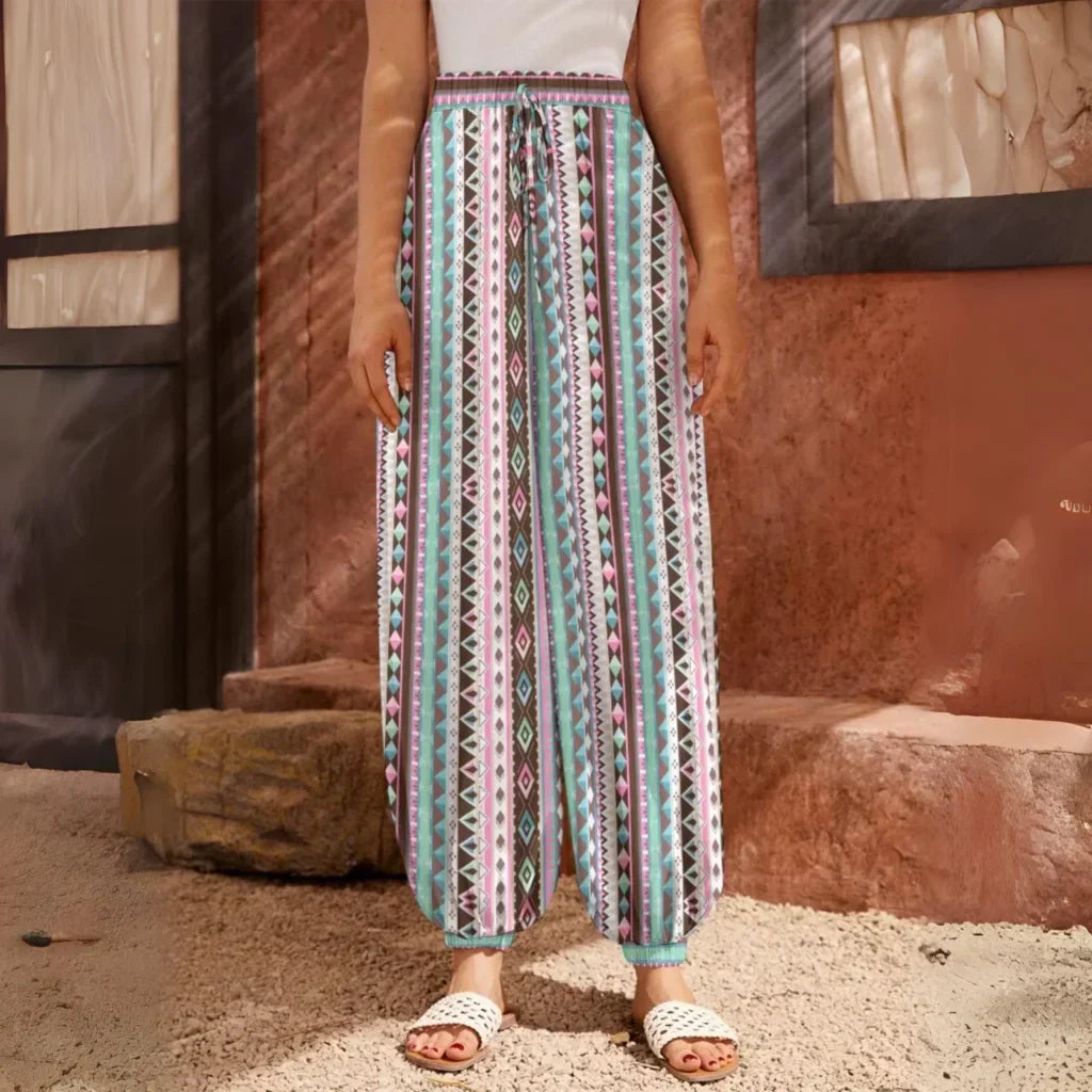 Cool Harem Pants With Vibrant Mystic Stripe Print