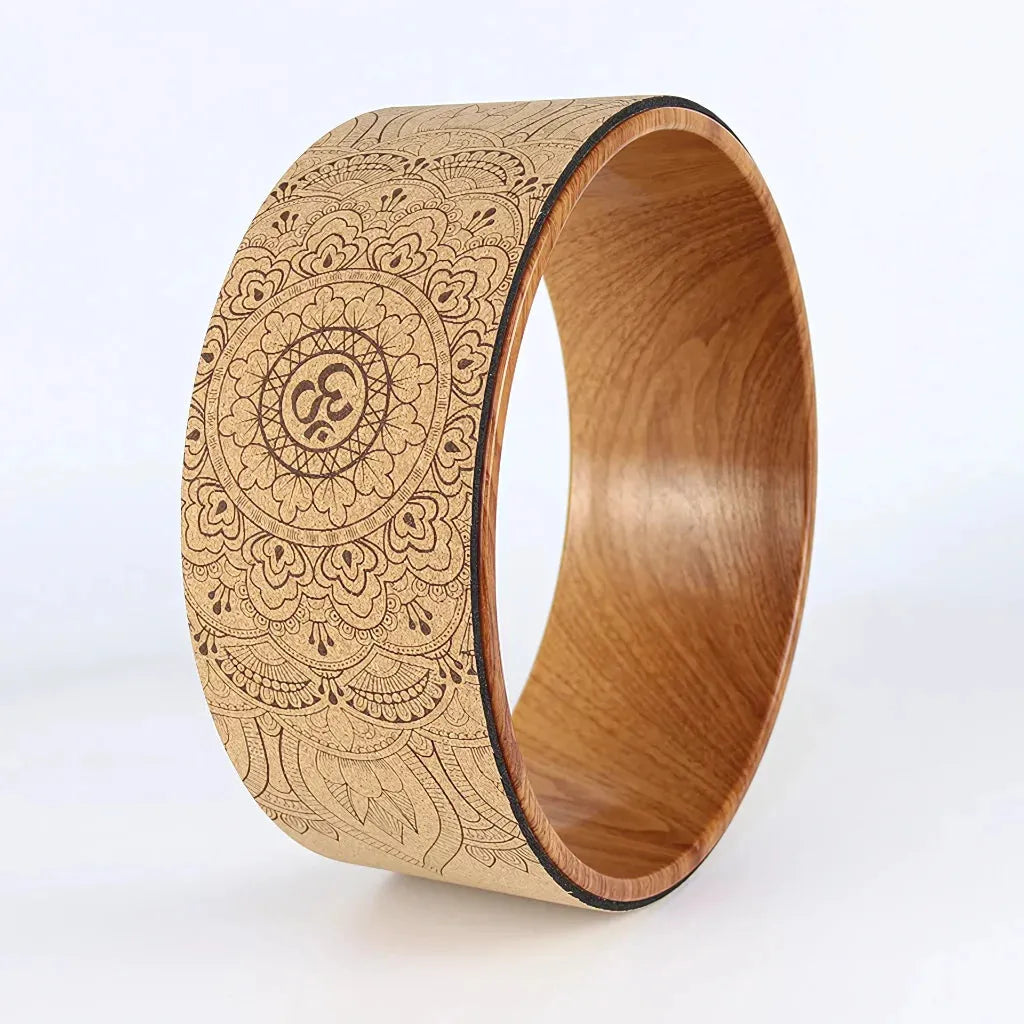 Cork Yoga Wheel For Balance Flexibility And Relief - Cork floral pattern Inner circle