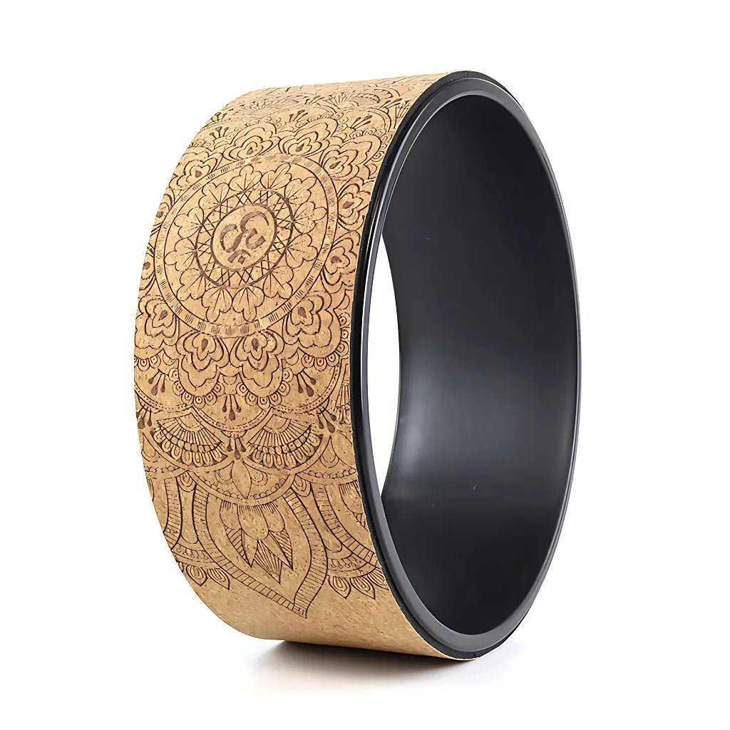 Cork Yoga Wheel For Balance Flexibility And Relief - Cork flower black Inner ring
