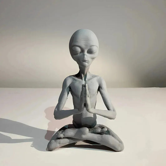 Cosmic Alien Figure Meditating Home Décor Accent - Light Grey