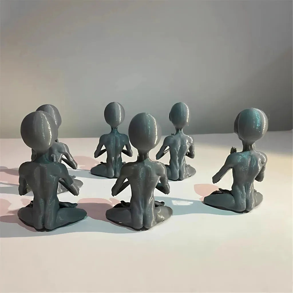 Cosmic Alien Figure Meditating Home Décor Accent - Light Grey