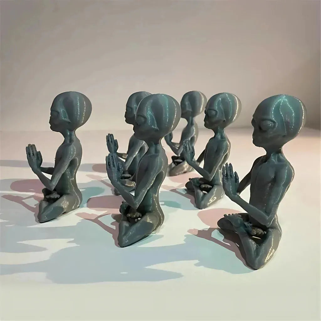 Cosmic Alien Figure Meditating Home Décor Accent - Light Grey