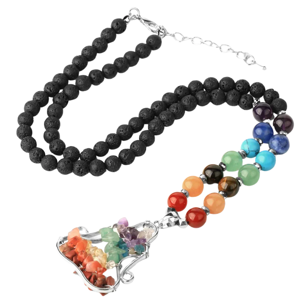 Crystal Healing Meditation Necklace With Buddha Pendant - Black