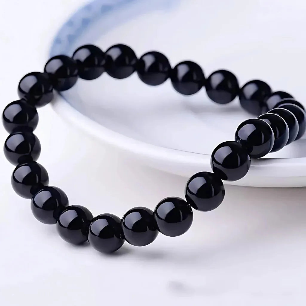 Crystal Stretch Bead Bracelets For Everyday Balance - Bright black