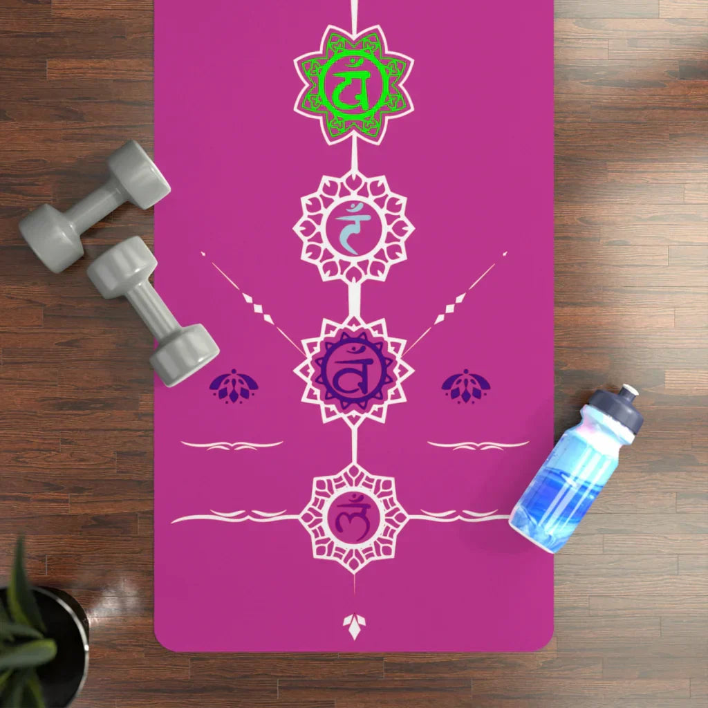 Cute Yoga Mats With Vibrant Chakra Symbol Design - 24x68