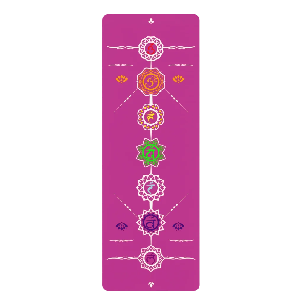 Cute Yoga Mats With Vibrant Chakra Symbol Design - 24x68
