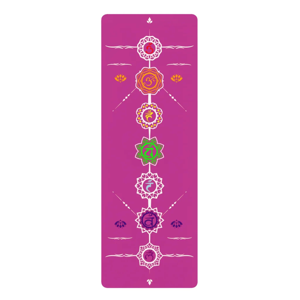 Cute Yoga Mats With Vibrant Chakra Symbol Design - 24x68