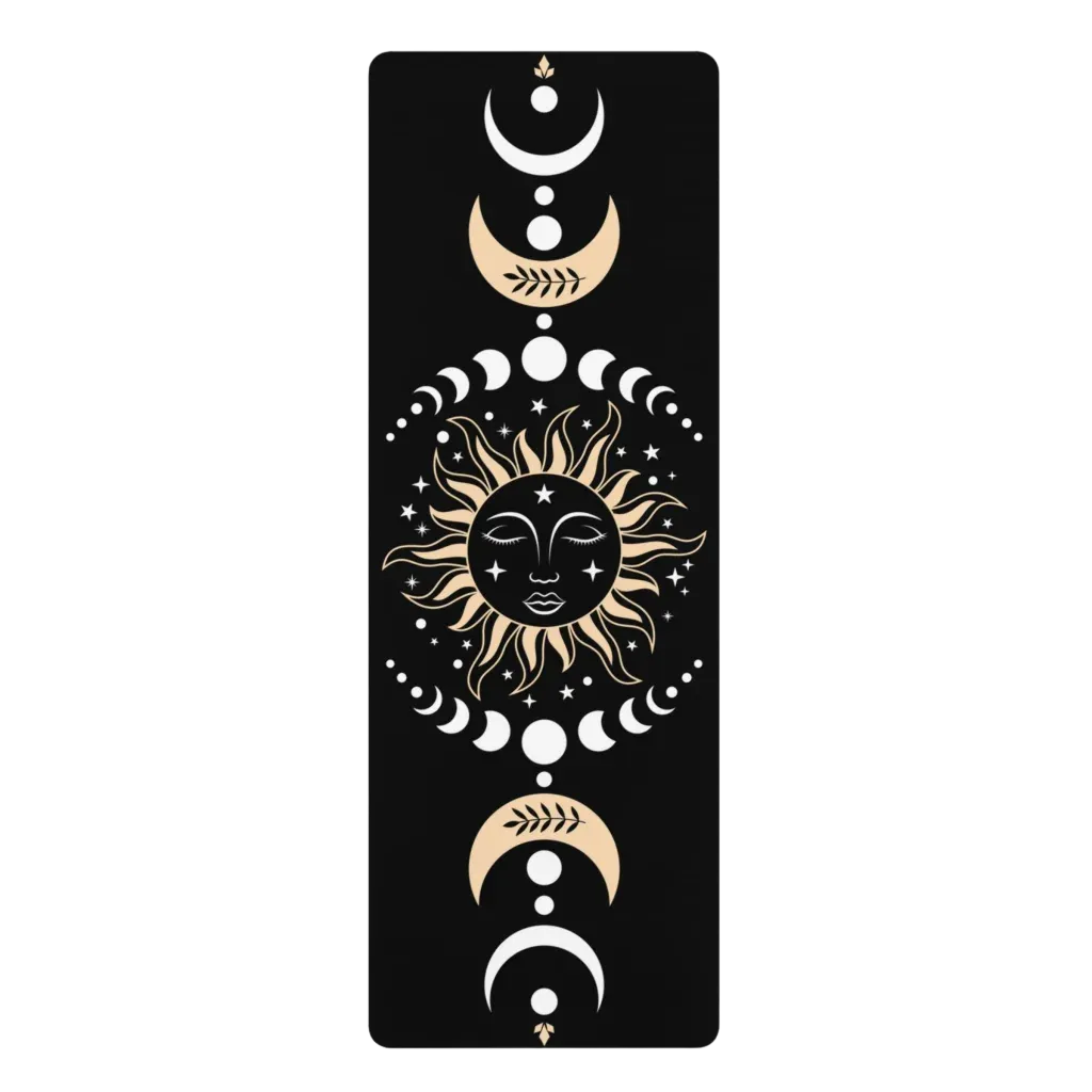 Designed Yoga Mats With Celestial Sun Moon Print - 24x68