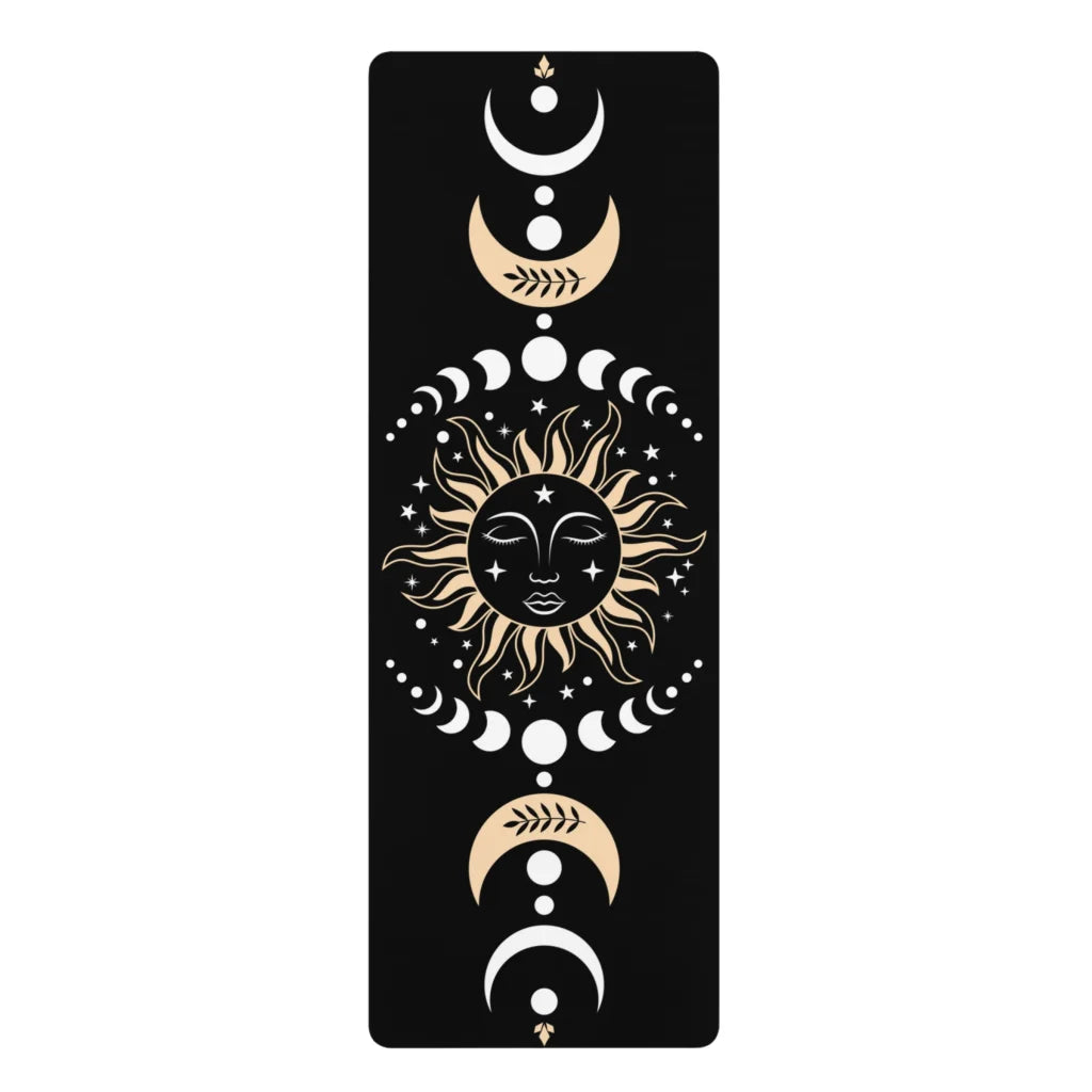 Designed Yoga Mats With Celestial Sun Moon Print - 24x68