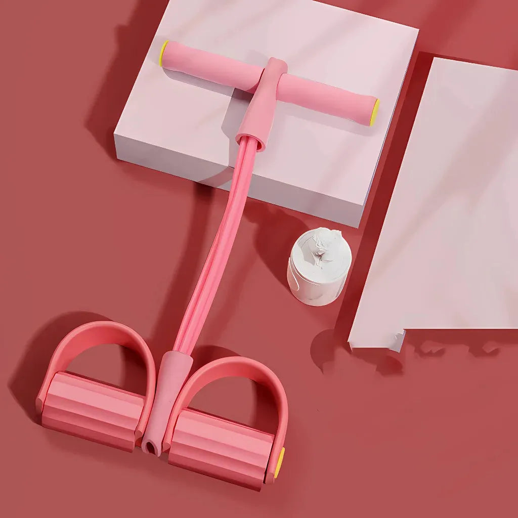 Elastic Band Fitness Equipment With Pedal Puller Set - Pink