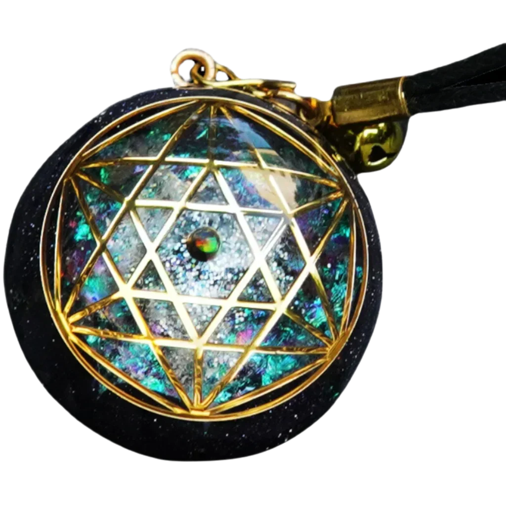 Energy Flow Geometric Necklace With Crystal Inlay