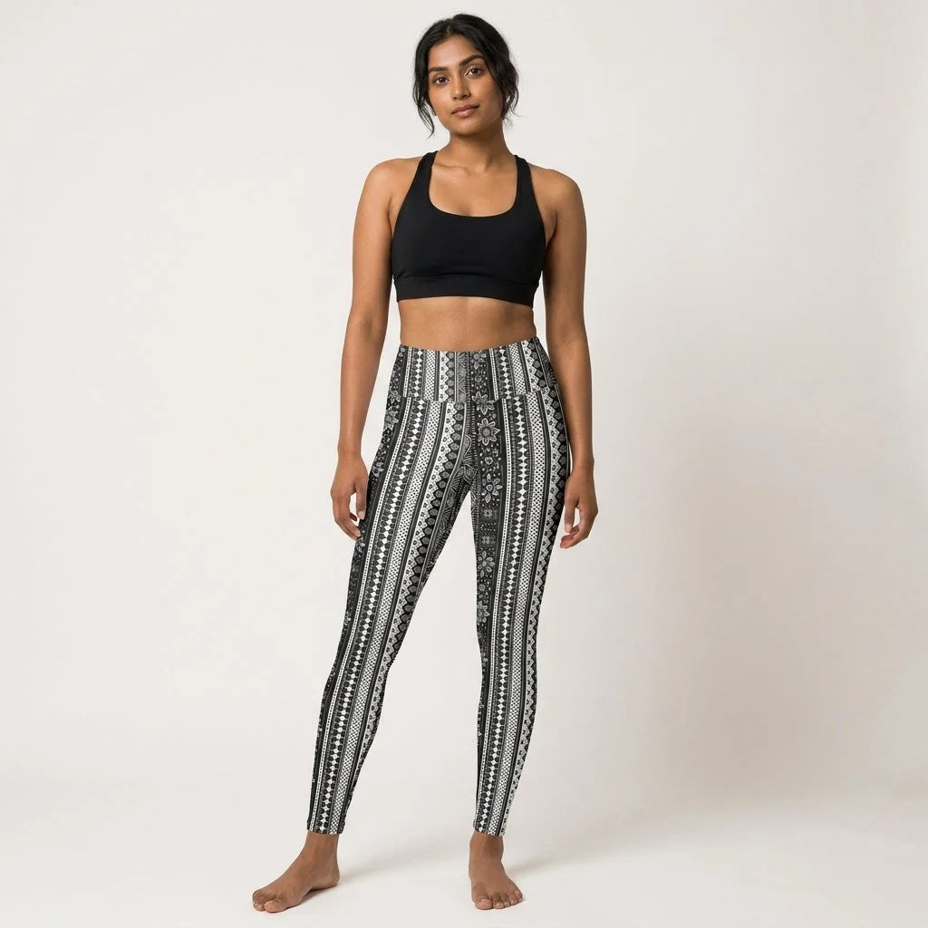 Ethnic Stripe Yoga Ladies Pants With 70s Hippie Energy