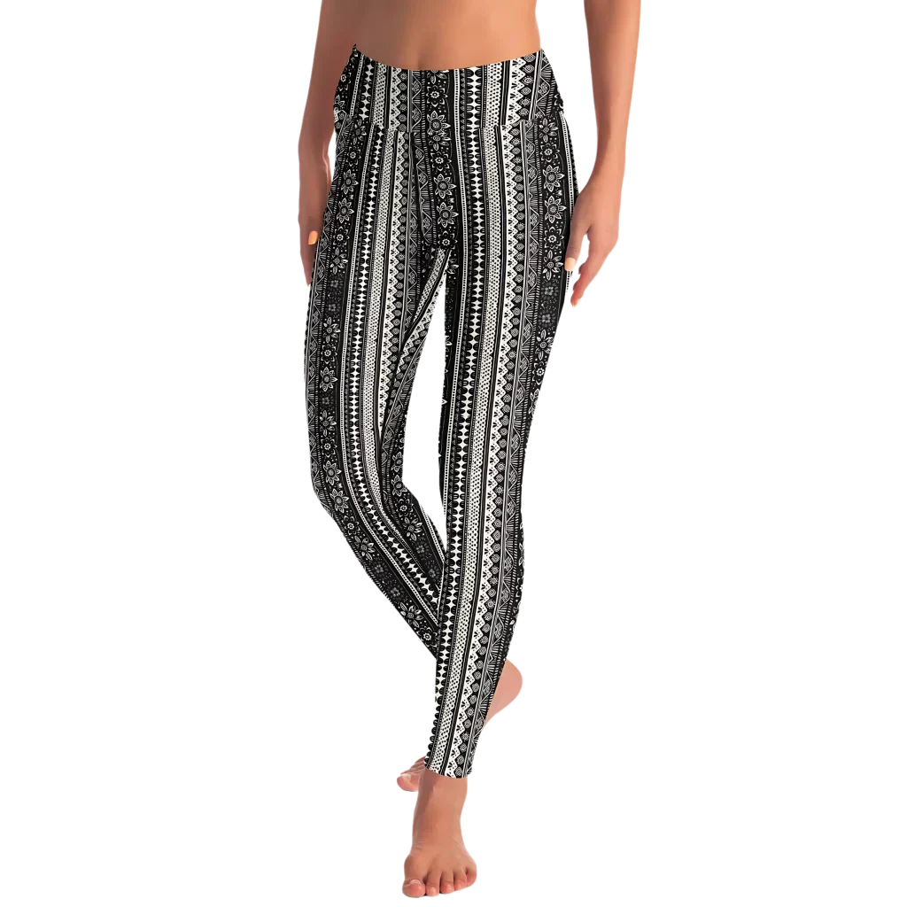 Ethnic Stripe Yoga Ladies Pants With 70s Hippie Energy