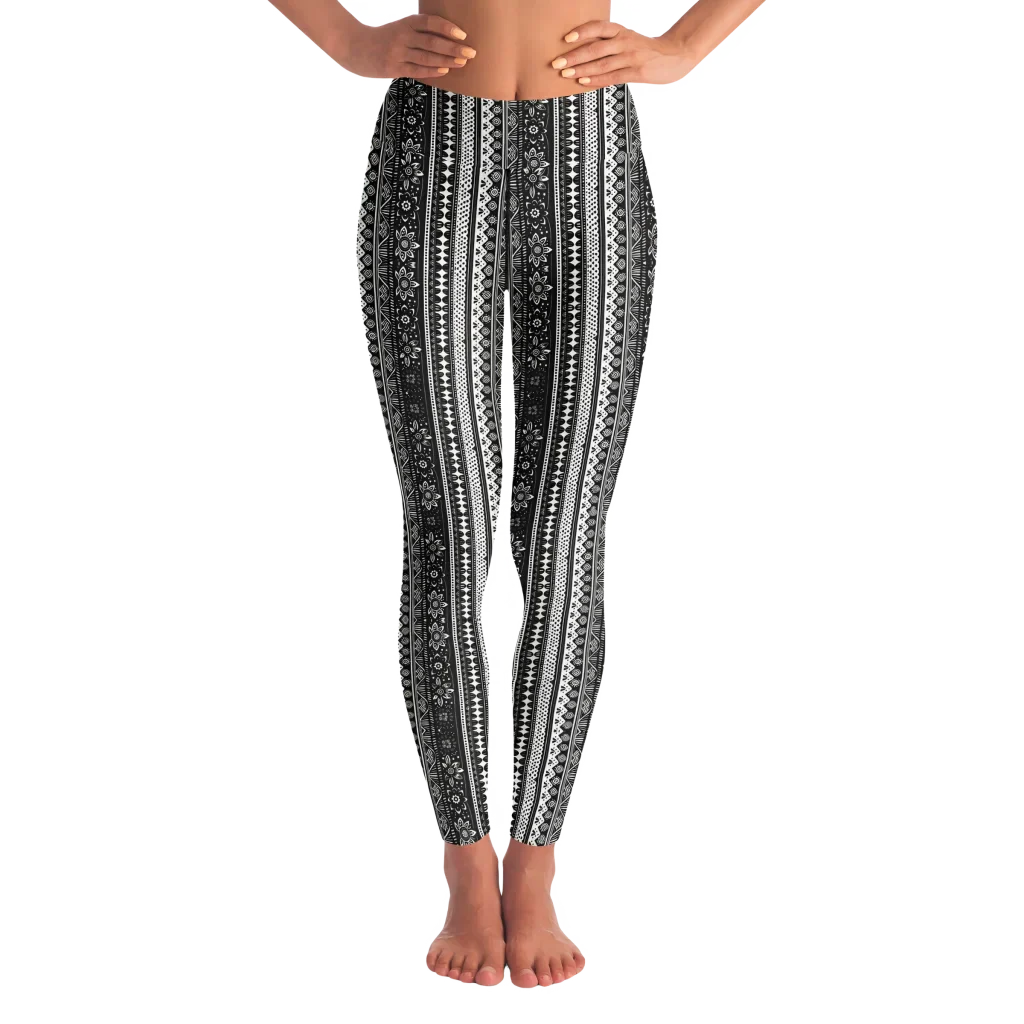 Ethnic Stripe Yoga Ladies Pants With 70s Hippie Energy - XS