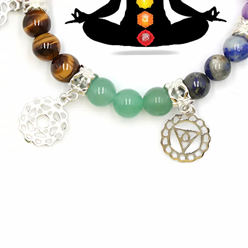 Ethnic Style Chakra Gem Bracelet For Mindful Energy - Silver