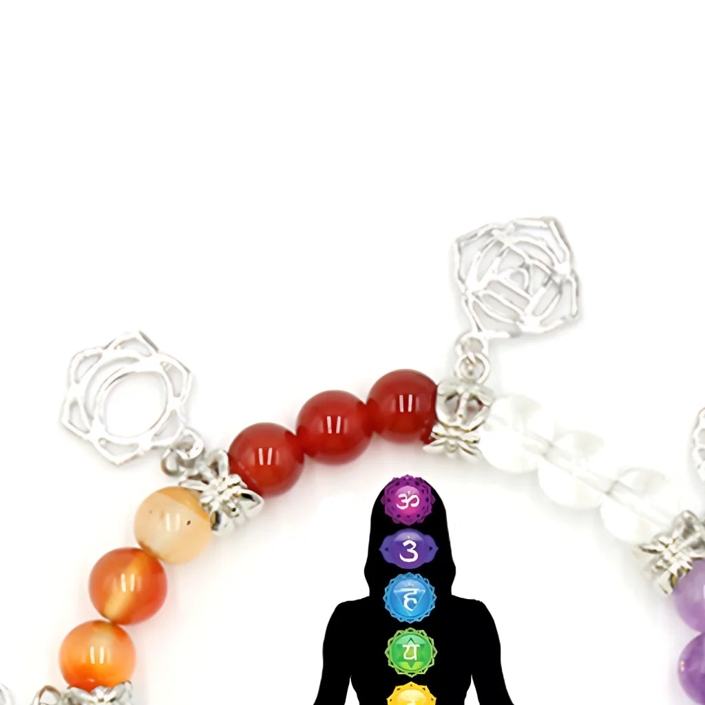 Ethnic Style Chakra Gem Bracelet For Mindful Energy - Silver