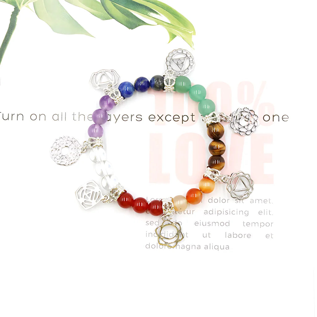 Ethnic Style Chakra Gem Bracelet For Mindful Energy - Silver