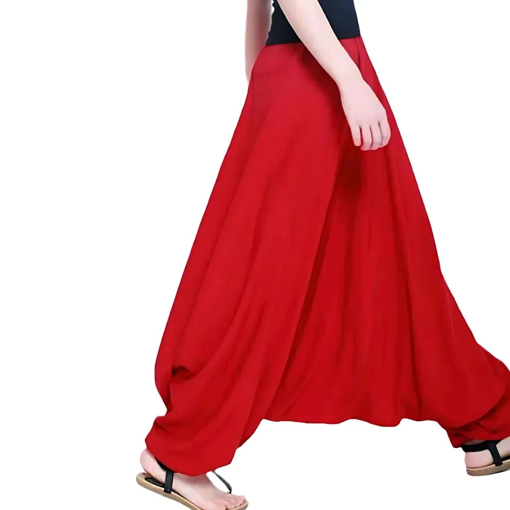 Ethnic Style Dropped Crotch Pants With Boho Flow