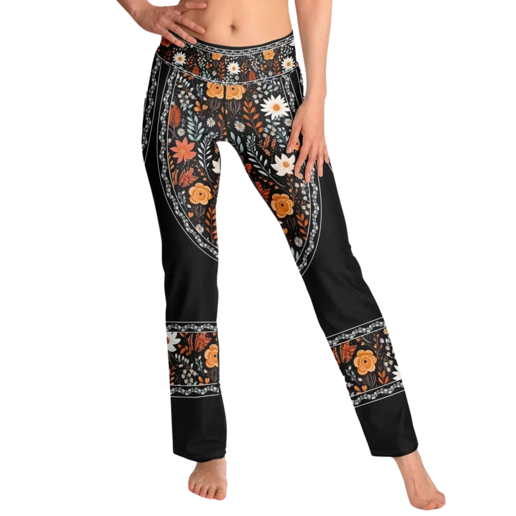 Falre Leggings With Autumn Floral Boho Print