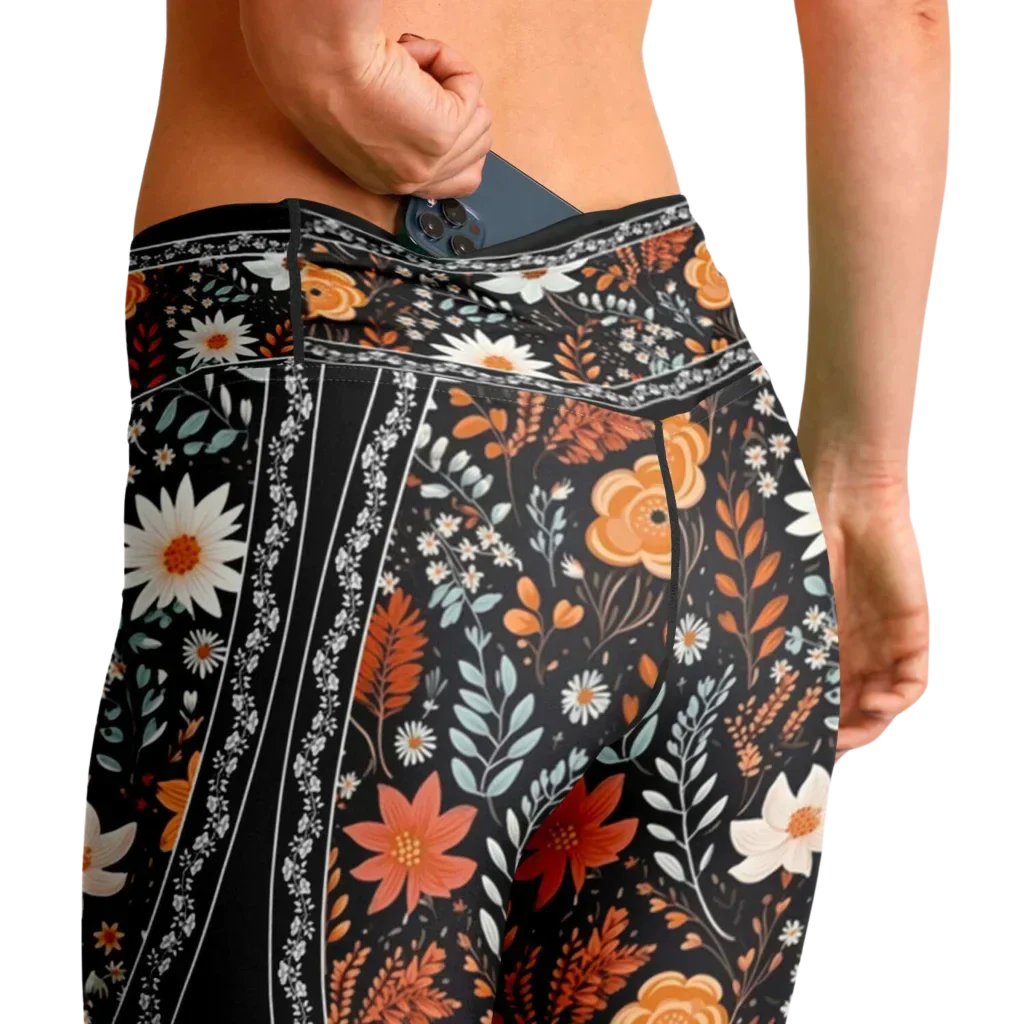 Falre Leggings With Autumn Floral Boho Print