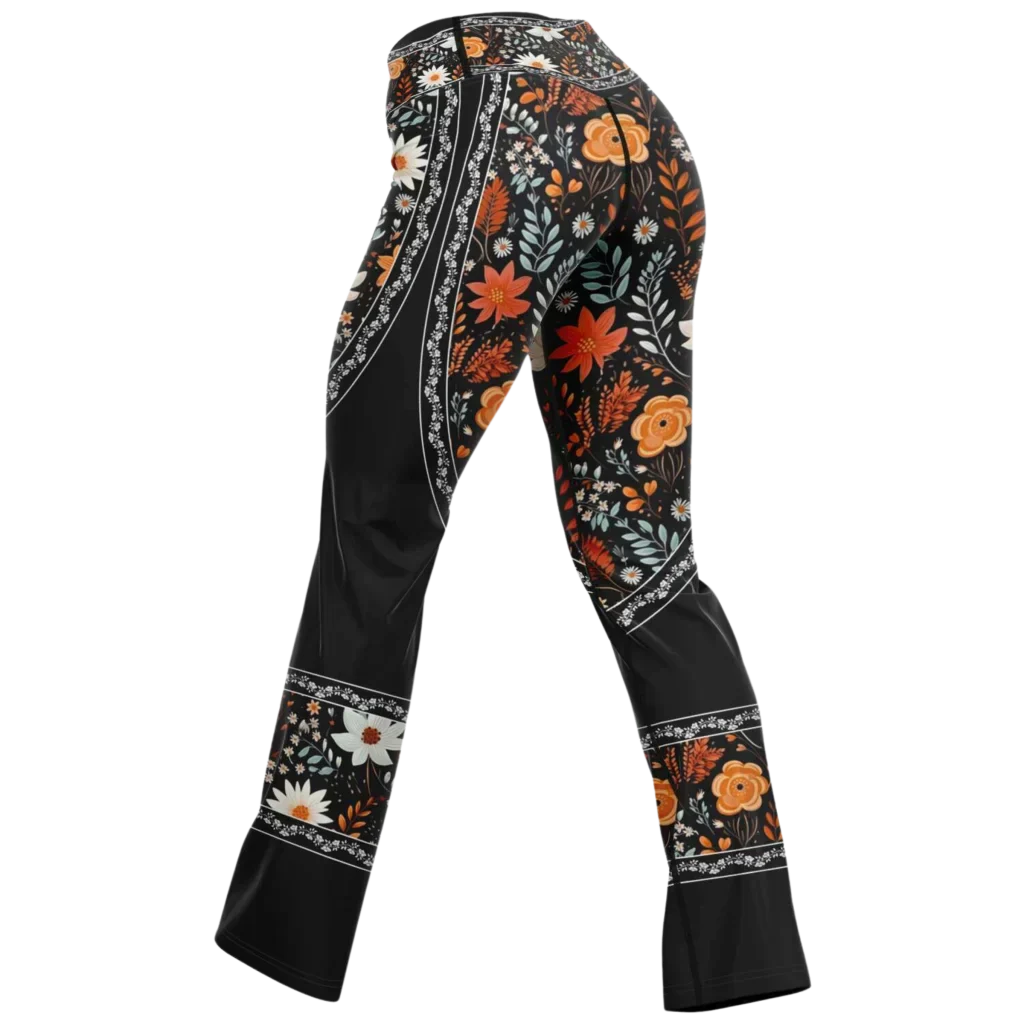 Falre Leggings With Autumn Floral Boho Print