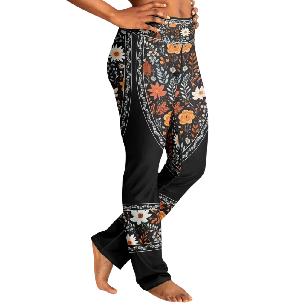 Falre Leggings With Autumn Floral Boho Print