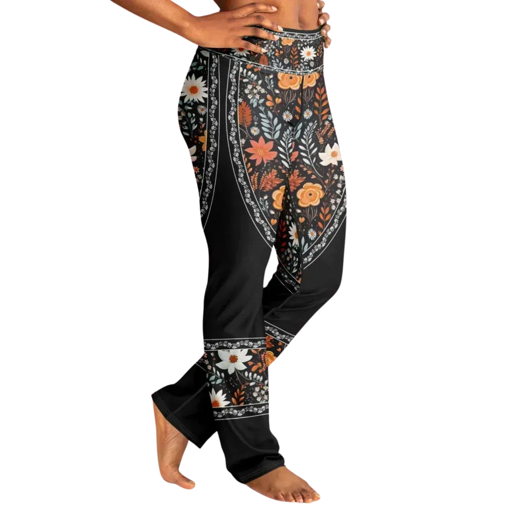 Falre Leggings With Autumn Floral Boho Print