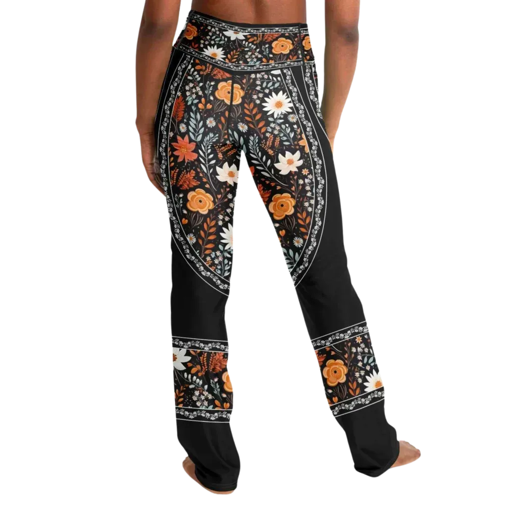 Falre Leggings With Autumn Floral Boho Print