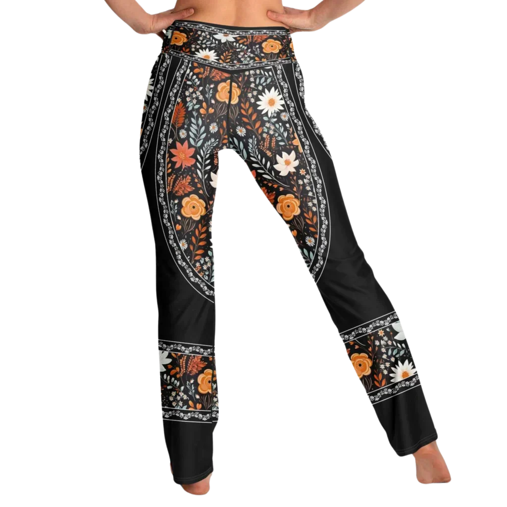 Falre Leggings With Autumn Floral Boho Print