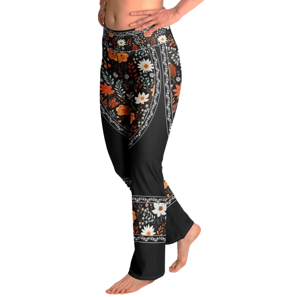 Falre Leggings With Autumn Floral Boho Print