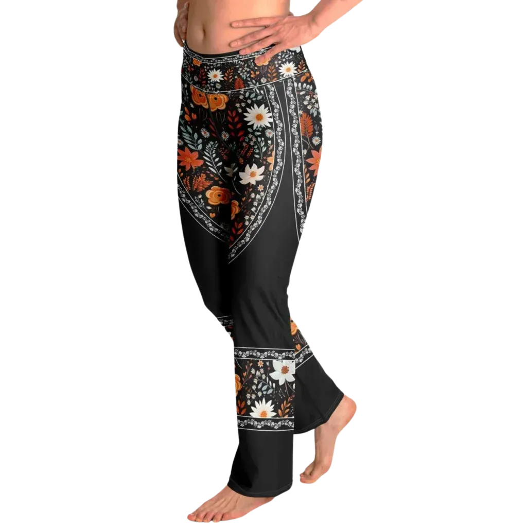 Falre Leggings With Autumn Floral Boho Print