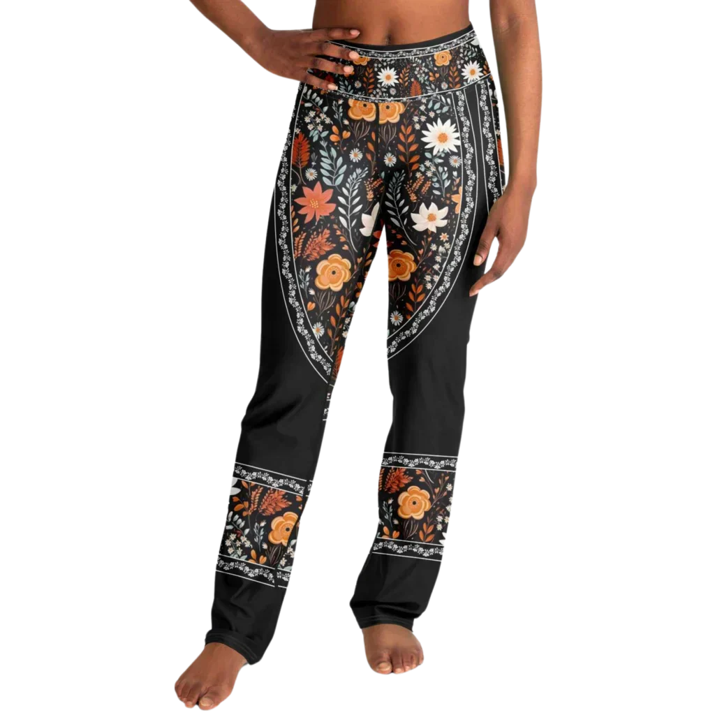 Falre Leggings With Autumn Floral Boho Print