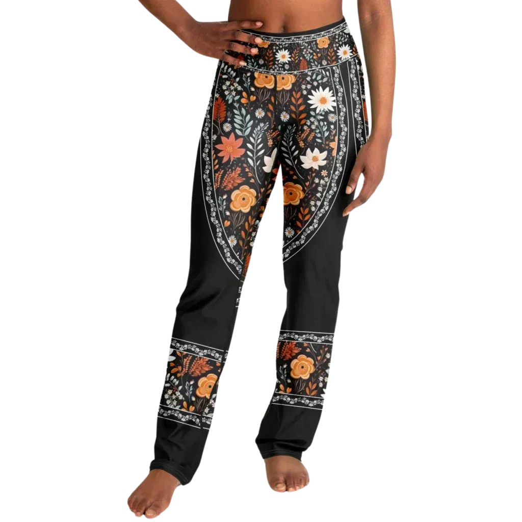 Falre Leggings With Autumn Floral Boho Print