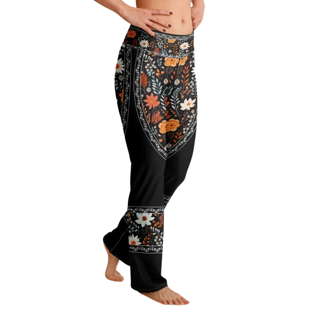 Falre Leggings With Autumn Floral Boho Print