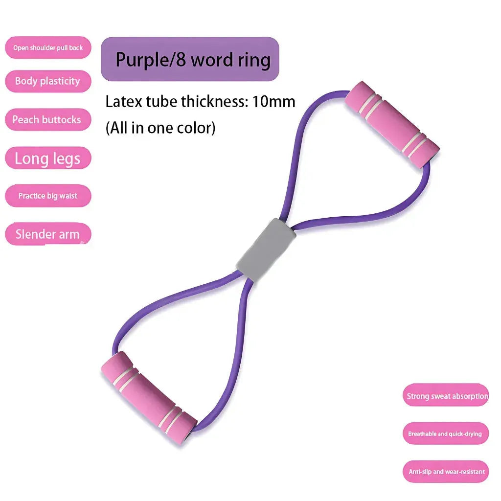 Figure 8 Yoga Exercise Bands For Posture And Strength - Purple