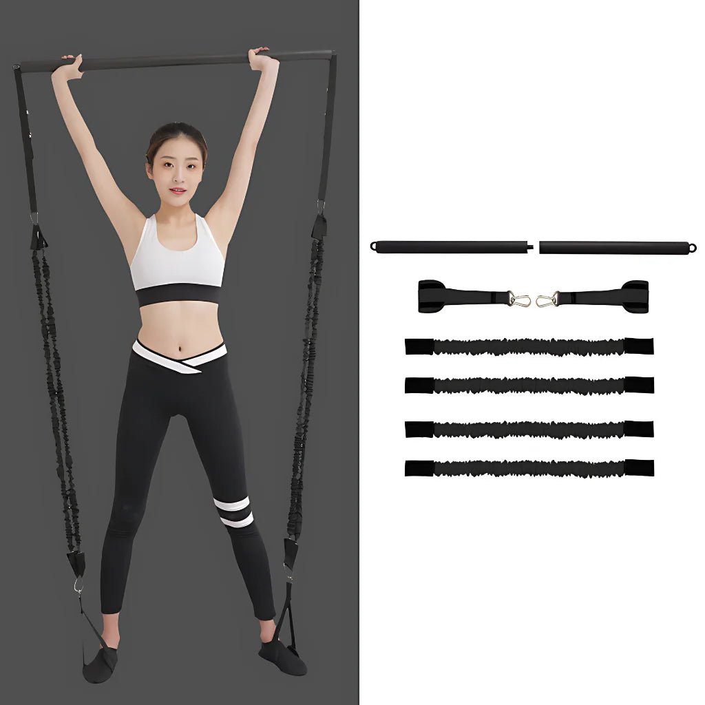 Fitness Equipment Elastic Bands With Pilates Bar Set - B
