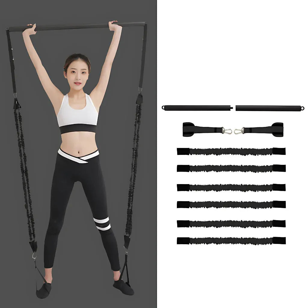 Fitness Equipment Elastic Bands With Pilates Bar Set - C