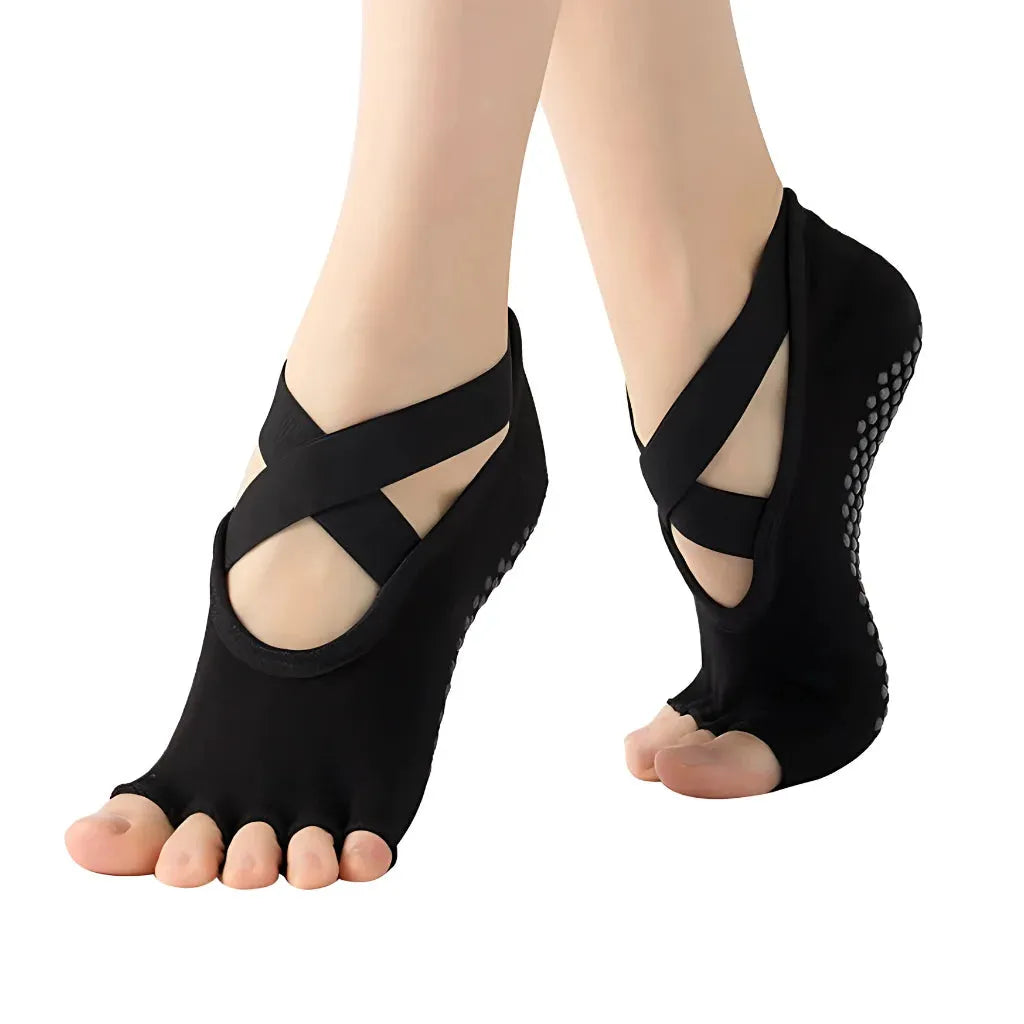 Five Toe Socks For Yoga And Pilates Control - Black / one size
