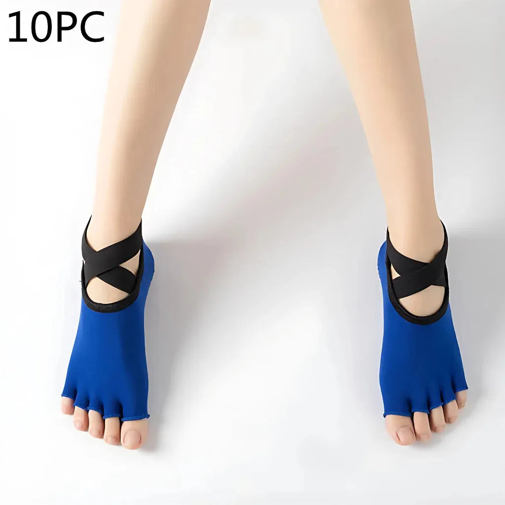 Five Toe Socks For Yoga And Pilates Control - Blue 10PC / one size