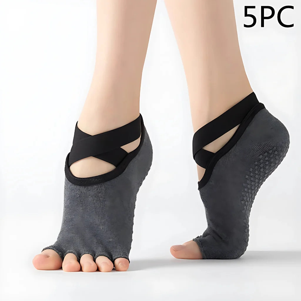 Five Toe Socks For Yoga And Pilates Control - Dark Gray 5PC / one size