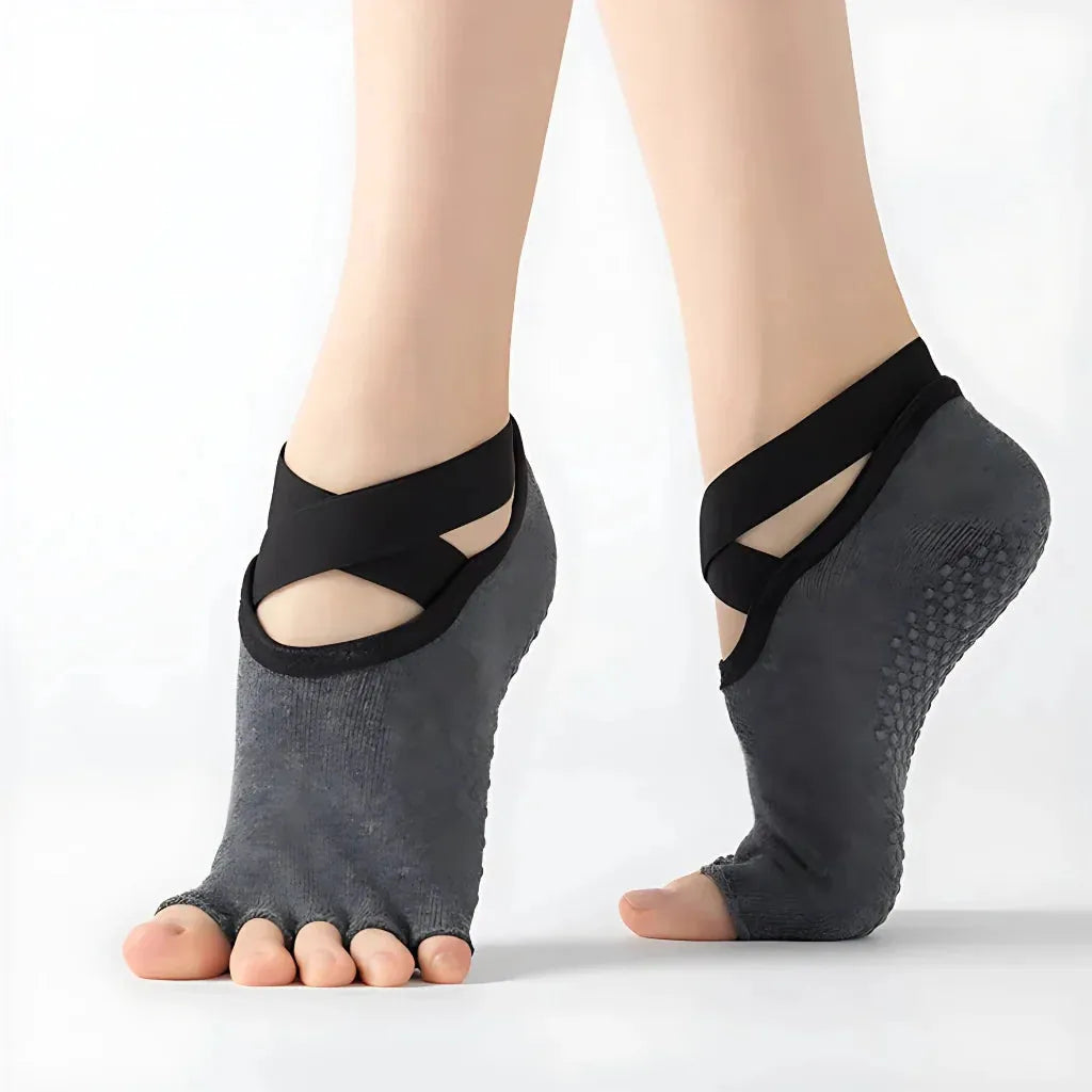 Five Toe Socks For Yoga And Pilates Control - Dark Gray / one size