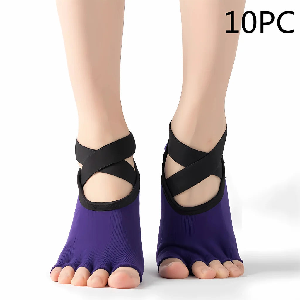 Five Toe Socks For Yoga And Pilates Control - Purple 10PC / one size