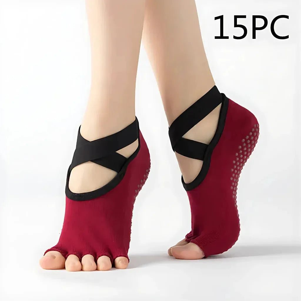 Five Toe Socks For Yoga And Pilates Control - Red 15PC / one size