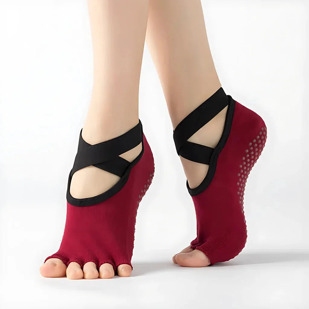 Five Toe Socks For Yoga And Pilates Control - Red / one size