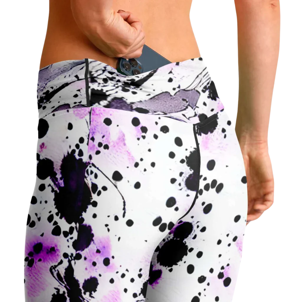 Flare Leggings For Women With Purple Heart Print