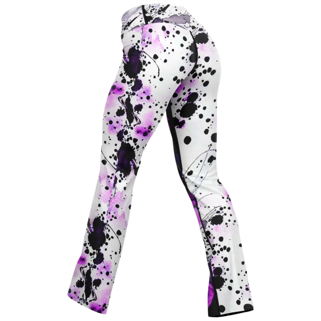 Flare Leggings For Women With Purple Heart Print