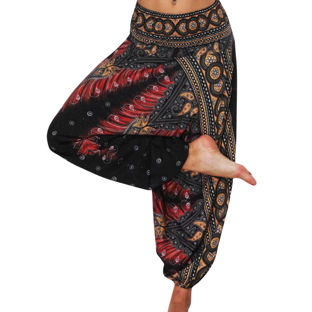 Free Flow Drop Crotch Pants Women Yoga Wear - Black Wide Leg / one size