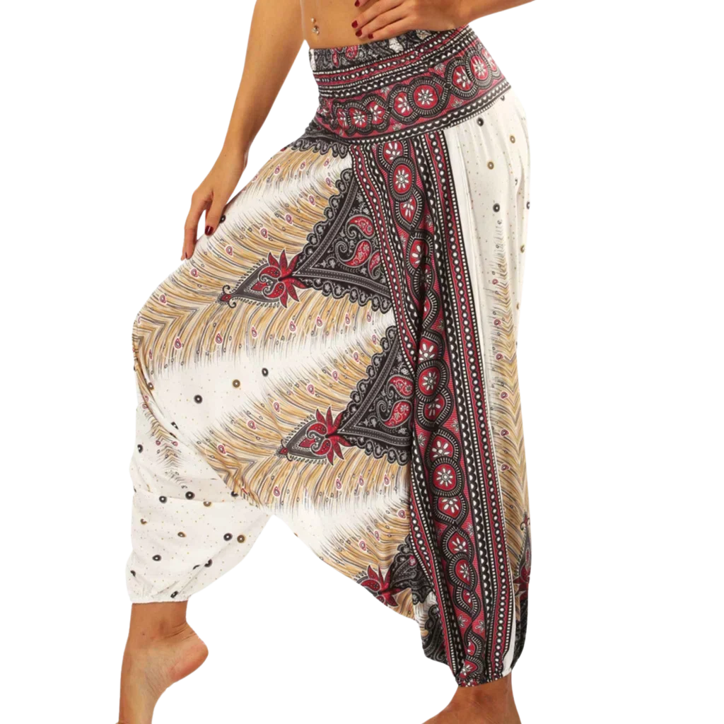 Free Flow Drop Crotch Pants Women Yoga Wear - White Wide Leg / one size