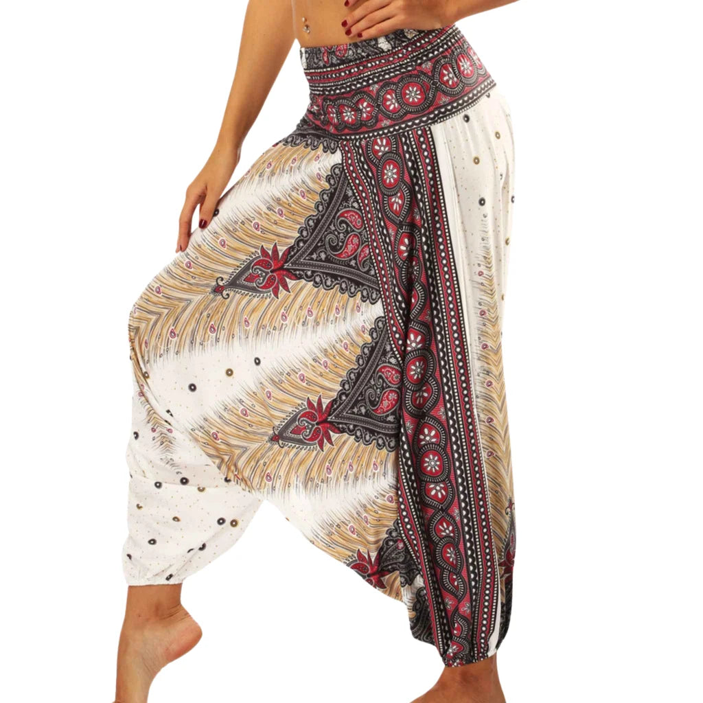 Free Flow Drop Crotch Pants Women Yoga Wear - White Wide Leg / one size