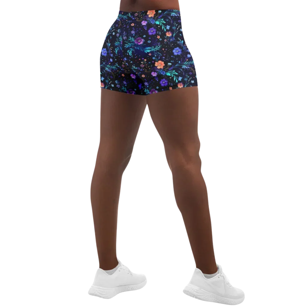 Galactic Bloom Yoga Short Shorts With Celestial Fit